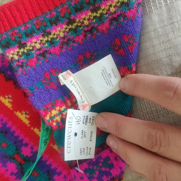 New!J.Crew in fair isle Multi colored Crewcuts 100% wool scarf & gloves Kids set - Picture 6 of 12